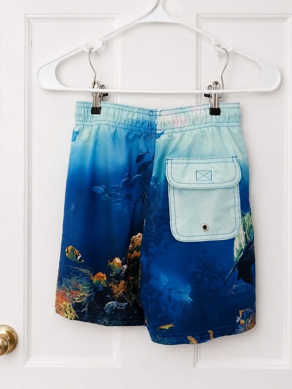 Blue Ocean Adventure Print Swim Trunks With Sunglasses Beach Set